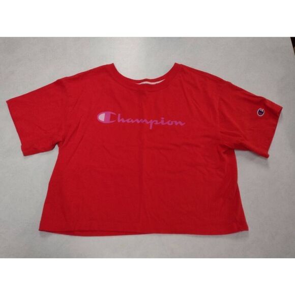 Champion size S Red Logo Crop Top T-shirt - Picture 1 of 3